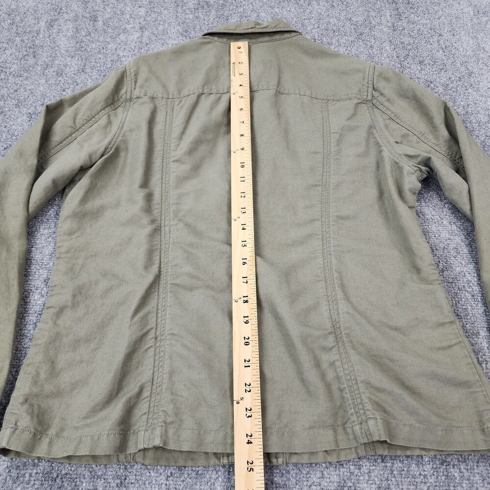 Eddie Bauer Jacket Women Large Green Linen Blend Metal Button Casual Safari Coat - Picture 6 of 16